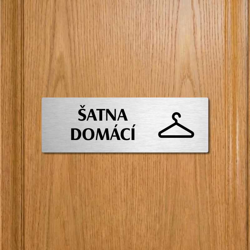 Šatna domácí, 240x79mm, stříbrná popiska s rámečkem